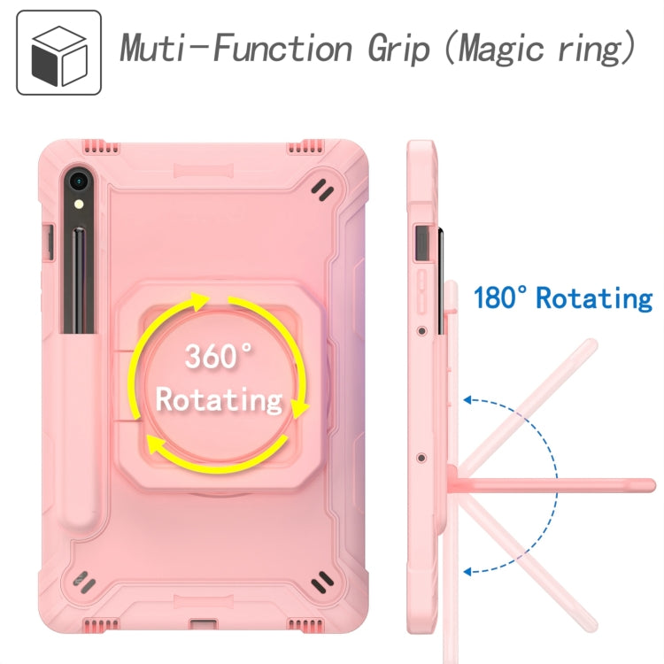 For Samsung Galaxy Tab S9 FE / S9 Handle Robot Silicone Hybrid PC Tablet Case(Rose Gold) - Galaxy Tab S9 Cases by PMC TechLife | Online Shopping South Africa | PMC TechLife