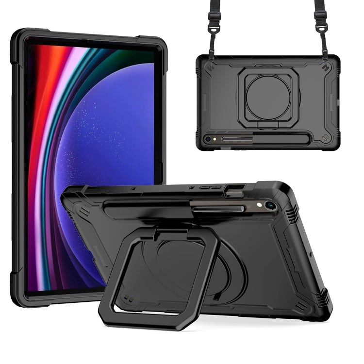 For Samsung Galaxy Tab S9 FE / S9 Handle Robot Silicone Hybrid PC Tablet Case(Black) - Galaxy Tab S9 Cases by PMC TechLife | Online Shopping South Africa | PMC TechLife