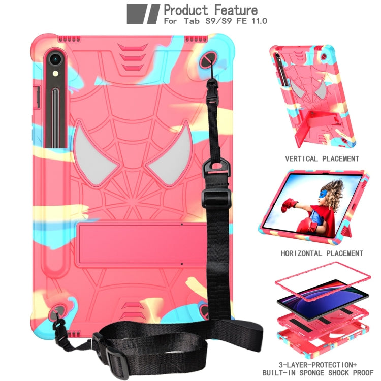 For Samsung Galaxy Tab S9 FE / S9 Fold-Holder Spider Silicone Hybrid PC Tablet Case(Camouflage Rose Red) - Galaxy Tab S9 Cases by PMC Jewellery | Online Shopping South Africa | PMC Jewellery | Buy Now Pay Later Mobicred