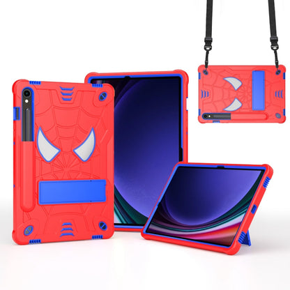 For Samsung Galaxy Tab S9 FE / S9 Fold-Holder Spider Silicone Hybrid PC Tablet Case(Red Blue) - Galaxy Tab S9 Cases by PMC Jewellery | Online Shopping South Africa | PMC Jewellery