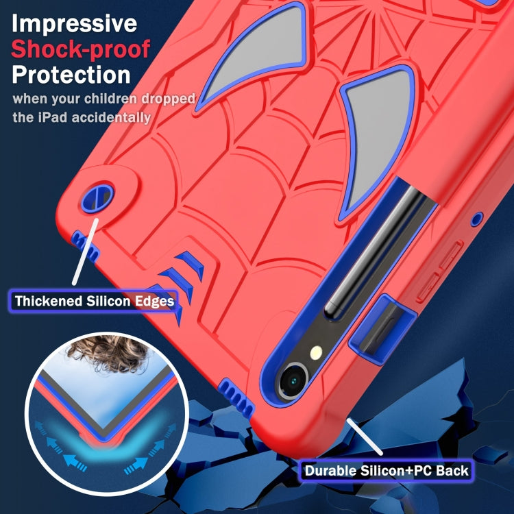 For Samsung Galaxy Tab S9 FE / S9 Fold-Holder Spider Silicone Hybrid PC Tablet Case(Red Blue) - Galaxy Tab S9 Cases by PMC Jewellery | Online Shopping South Africa | PMC Jewellery