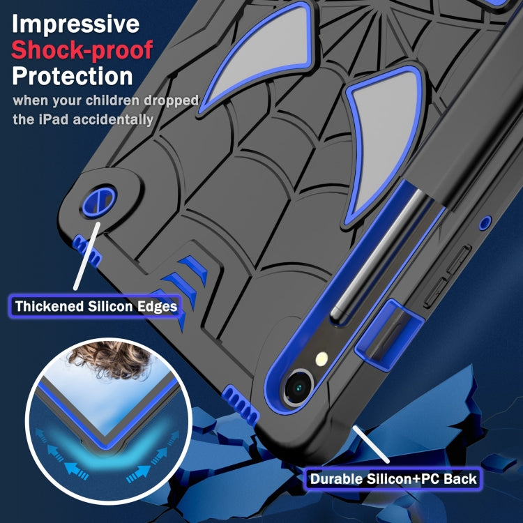For Samsung Galaxy Tab S9 FE / S9 Fold-Holder Spider Silicone Hybrid PC Tablet Case(Black) - Galaxy Tab S9 Cases by PMC TechLife | Online Shopping South Africa | PMC TechLife