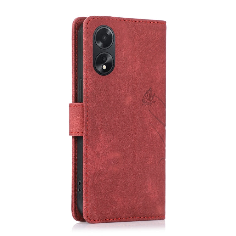 For OPPO A98 5G Orchid Butterfly Embossed Leather Phone Case(Red) - OPPO Cases by PMC TechLife | Online Shopping South Africa | PMC TechLife | Buy Now Pay Later Mobicred