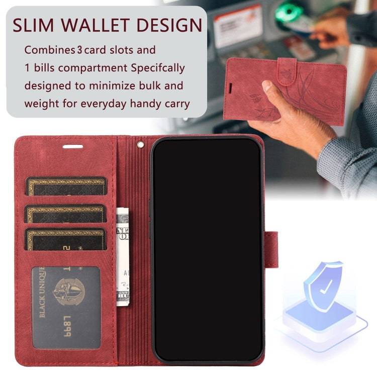 For OPPO A98 5G Orchid Butterfly Embossed Leather Phone Case(Red) - OPPO Cases by PMC TechLife | Online Shopping South Africa | PMC TechLife | Buy Now Pay Later Mobicred