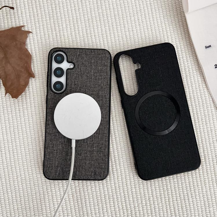 For Samsung Galaxy S25+ 5G Magsafe Magnetic Ring Cloth Texture Phone Case(Orange) - free shipping - PMC TechLife - Order now!