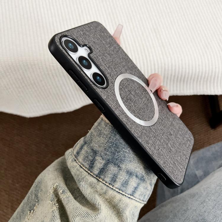 For Samsung Galaxy S25+ 5G Magsafe Magnetic Ring Cloth Texture Phone Case(Orange) - free shipping - PMC TechLife - Order now!