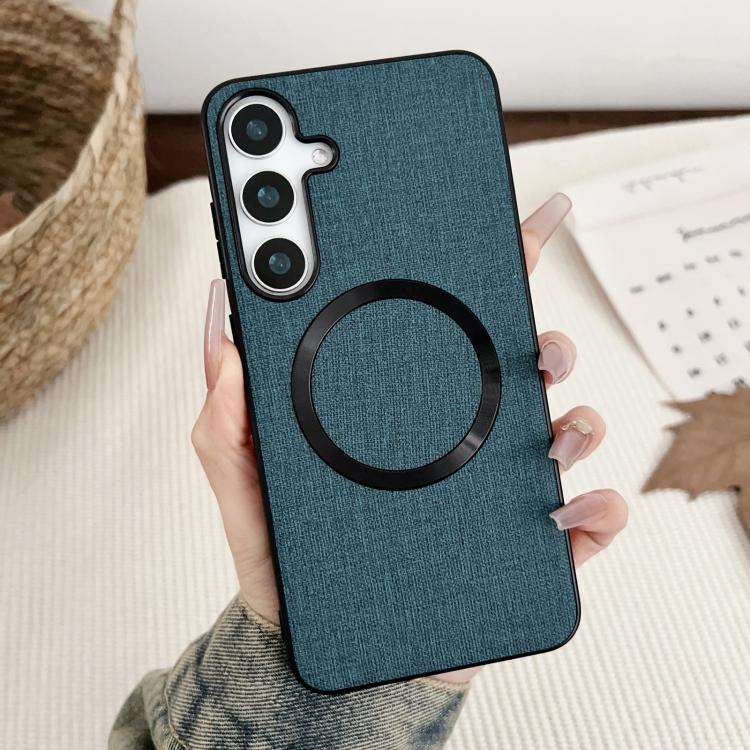 For Samsung Galaxy S25+ 5G Magsafe Magnetic Ring Cloth Texture Phone Case(Blue) - Galaxy S25+ 5G Cases by PMC Jewellery | Online Shopping South Africa | PMC Jewellery | Buy Now Pay Later Mobicred