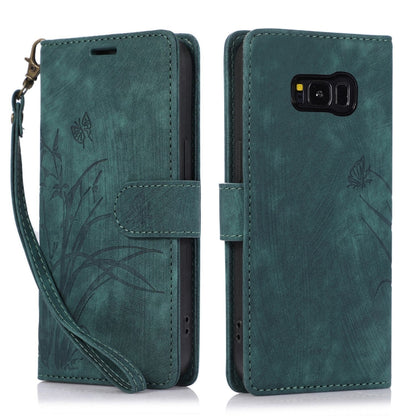 For Samsung Galaxy S8 Orchid Butterfly Embossed Leather Phone Case(Green) - Galaxy Phone Cases by PMC Jewellery | Online Shopping South Africa | PMC Jewellery