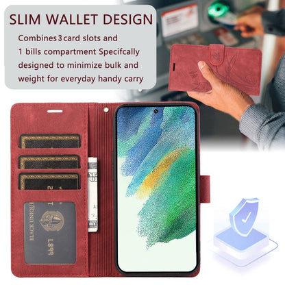 For Samsung Galaxy A73 Orchid Butterfly Embossed Leather Phone Case(Red) - Galaxy Phone Cases by PMC Jewellery | Online Shopping South Africa | PMC Jewellery