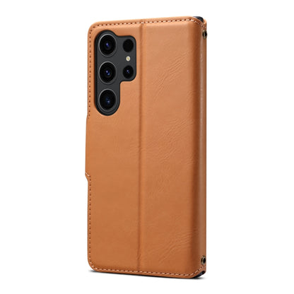 For Samsung Galaxy S24 Ultra 5G Denior Cowhide Texture Wallet Style Leather Phone Case(Khaki) - Galaxy S24 Ultra 5G Cases by Denior | Online Shopping South Africa | PMC Jewellery | Buy Now Pay Later Mobicred