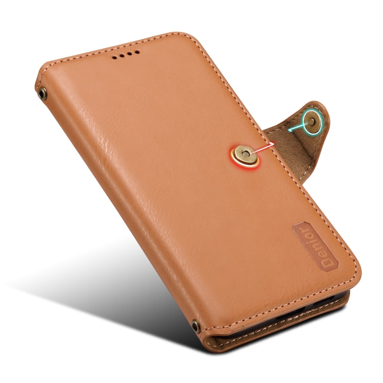 For Samsung Galaxy S24+ 5G Denior Cowhide Texture Wallet Style Leather Phone Case(Khaki) - Galaxy S24+ 5G Cases by Denior | Online Shopping South Africa | PMC Jewellery | Buy Now Pay Later Mobicred