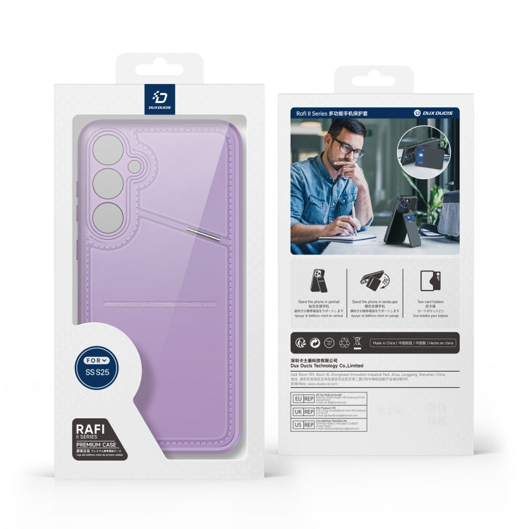 For Samsung Galaxy S25 5G DUX DUCIS Rafi II Series MagSafe Magnetic Holder RFID Phone Case(Purple) - Galaxy S25 5G Cases by DUX DUCIS | Online Shopping South Africa | PMC Jewellery | Buy Now Pay Later Mobicred