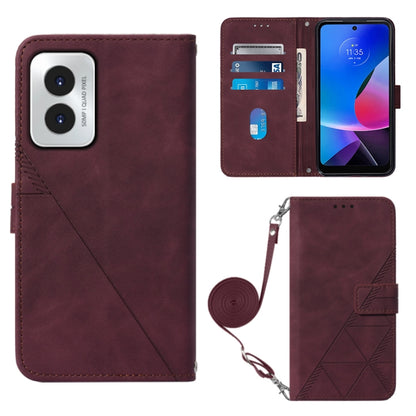 For Motorola Moto G Play 4G 2024 Crossbody 3D Embossed Flip Leather Phone Case(Wine Red) - Motorola Cases by PMC Jewellery | Online Shopping South Africa | PMC Jewellery | Buy Now Pay Later Mobicred