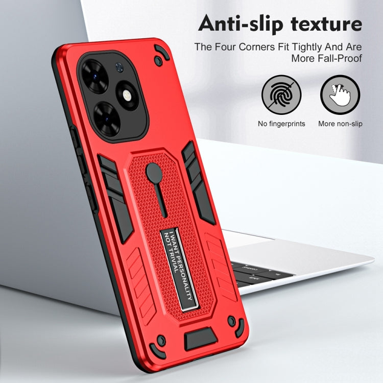 For Tecno Spark Go 2024 Variety Brave Armor Finger Loop Holder Phone Case(Red) - Tecno Cases by PMC Jewellery | Online Shopping South Africa | PMC Jewellery | Buy Now Pay Later Mobicred