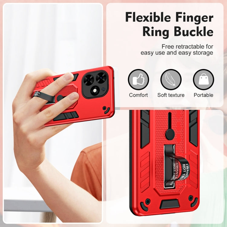 For Tecno Spark Go 2024 Variety Brave Armor Finger Loop Holder Phone Case(Red) - Tecno Cases by PMC Jewellery | Online Shopping South Africa | PMC Jewellery | Buy Now Pay Later Mobicred