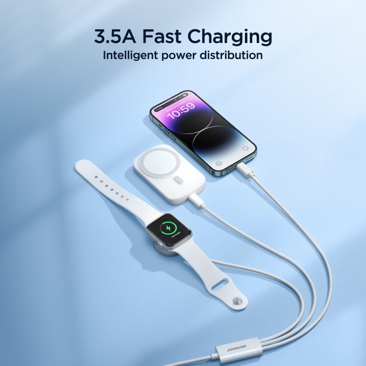 JOYROOM S-IW008 3 in 1 USB to 8 Pin + USB-C/Type-C + Magnetic Watch Wireless Charging Data Cable, Length: 1.2m(White) - Multifunction Cable by JOYROOM | Online Shopping South Africa | PMC Jewellery | Buy Now Pay Later Mobicred