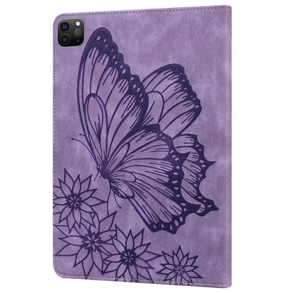 For iPad Pro 12.9 2022 / Air 13 2024 Big Butterfly Embossed Leather Tablet Case(Purple) - iPad Pro 12.9 (2022/2021) Cases by PMC Jewellery | Online Shopping South Africa | PMC Jewellery | Buy Now Pay Later Mobicred