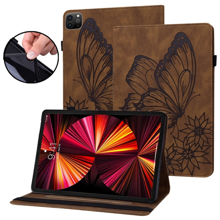 For iPad Pro 12.9 2022 / Air 13 2024 Big Butterfly Embossed Leather Tablet Case(Brown) - iPad Pro 12.9 (2022/2021) Cases by PMC Jewellery | Online Shopping South Africa | PMC Jewellery | Buy Now Pay Later Mobicred