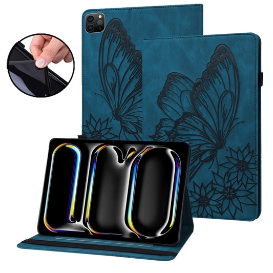 For iPad Pro 11 2024 Big Butterfly Embossed Leather Tablet Case(Blue) - iPad Pro 11 2024 Cases by PMC Jewellery | Online Shopping South Africa | PMC Jewellery | Buy Now Pay Later Mobicred