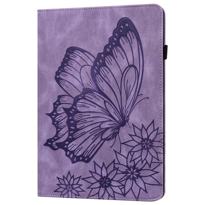 For Samsung Galaxy Tab S9 FE+ / S9+ / S8+ Big Butterfly Embossed Leather Tablet Case(Purple) - Galaxy Tab S9+ Cases by PMC Jewellery | Online Shopping South Africa | PMC Jewellery | Buy Now Pay Later Mobicred