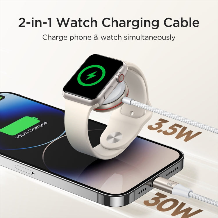 JOYROOM S-IW012 2 in 1 USB to 8 Pin + Magnetic Watch Wireless Charging Data Cable, Cable Length: 1.5m(White) - Multifunction Cable by JOYROOM | Online Shopping South Africa | PMC Jewellery | Buy Now Pay Later Mobicred