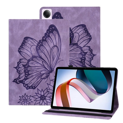 For Xiaomi Redmi Pad SE Big Butterfly Embossed Leather Tablet Case(Purple) - More Tablet Cases by PMC Jewellery | Online Shopping South Africa | PMC Jewellery