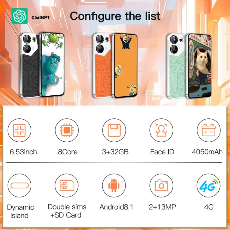 C20 Art Edition, 3GB+32GB, 6.53 inch Face Identification Android 8.1 MTK6753 Octa Core , Network: 4G, Dual SIM(Orange) -  by PMC Jewellery | Online Shopping South Africa | PMC Jewellery