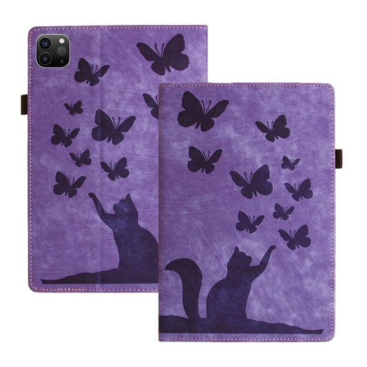 For iPad Air 13 2024 / Air 13 2025 Butterfly Cat Embossing Leather Tablet Case(Purple) - iPad Pro 12.9 (2022/2021) Cases by PMC Jewellery | Online Shopping South Africa | PMC Jewellery | Buy Now Pay Later Mobicred