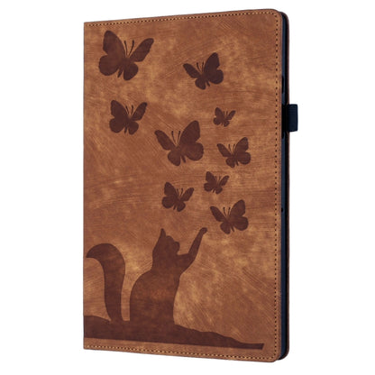 For iPad Air 11 2024 / Pro 11 2021 / 2020 Butterfly Cat Embossing Leather Tablet Case(Brown) - iPad Air 11 2024 Cases by PMC Jewellery | Online Shopping South Africa | PMC Jewellery | Buy Now Pay Later Mobicred