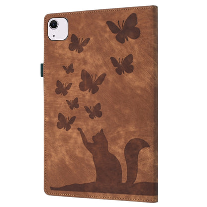 For iPad Air 11 2024 / Pro 11 2021 / 2020 Butterfly Cat Embossing Leather Tablet Case(Brown) - iPad Air 11 2024 Cases by PMC Jewellery | Online Shopping South Africa | PMC Jewellery | Buy Now Pay Later Mobicred