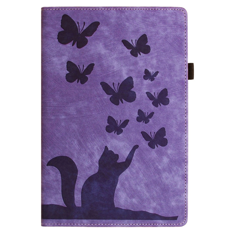 For Samsung Galaxy Tab S9 FE+ / S9+ / S8+ Butterfly Cat Embossing Leather Tablet Case(Purple) - Galaxy Tab S9+ Cases by PMC Jewellery | Online Shopping South Africa | PMC Jewellery | Buy Now Pay Later Mobicred