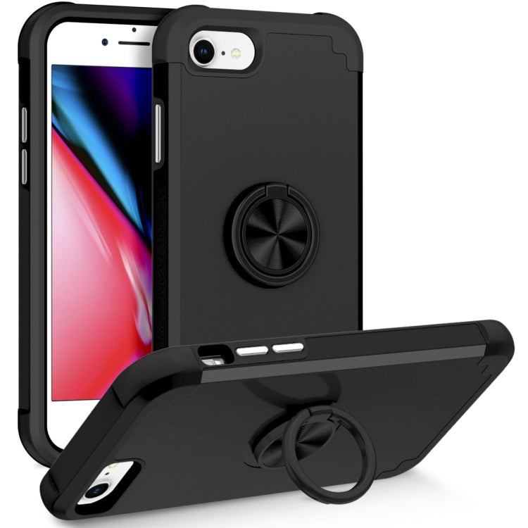 For iPhone SE 2022 / 2020 / 8 / 7 L2 Rotating Ring Holder Magnetic Phone Case(Black) - iPhone SE 2022 / 2020 / 8 / 7 Cases by PMC Jewellery | Online Shopping South Africa | PMC Jewellery