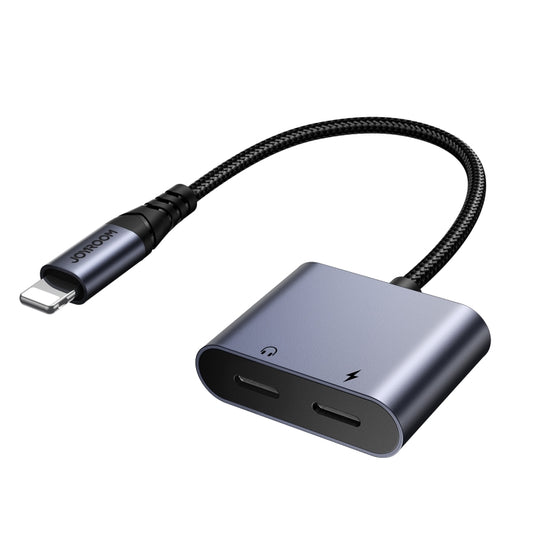 JOYROOM SY-L02 Transsion Series 2 in 1 8 Pin to Dual 8 Pin Audio Adapter(Black) - Video & Audio Cable by JOYROOM | Online Shopping South Africa | PMC Jewellery | Buy Now Pay Later Mobicred