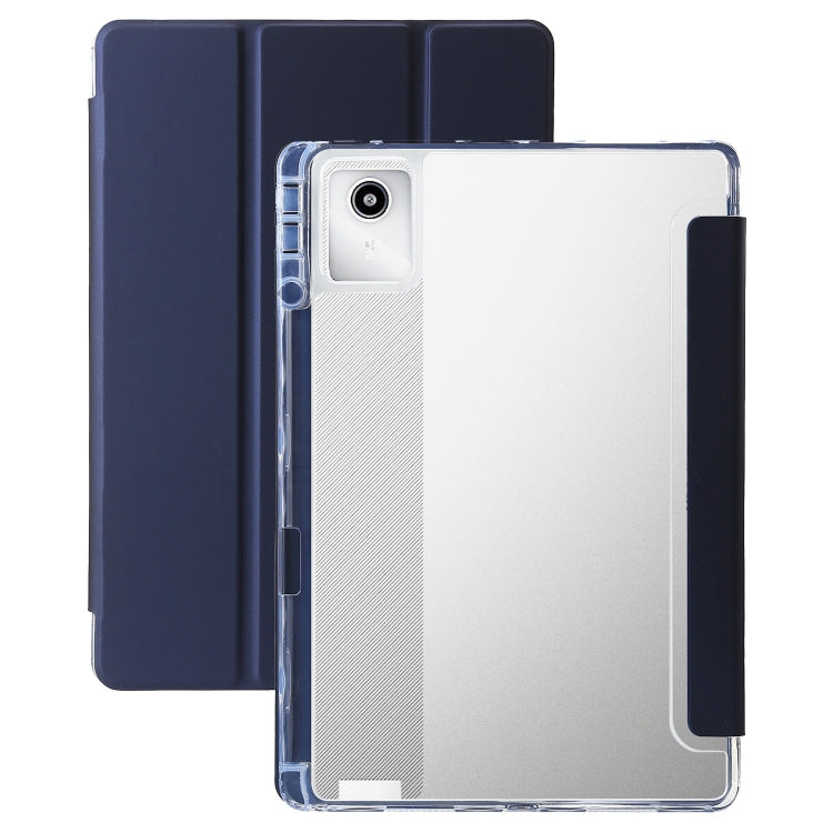 For Lenovo Tab M11 /Xiaoxin Pad 11 2024 Clear Acrylic 3-Fold Leather Tablet Case(Dark Blue) - Lenovo by PMC Jewellery | Online Shopping South Africa | PMC Jewellery | Buy Now Pay Later Mobicred