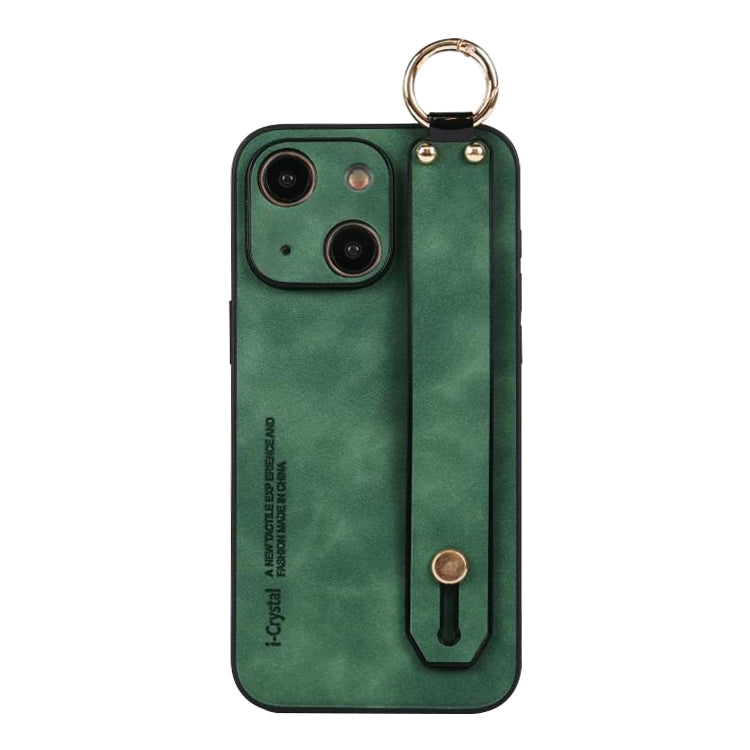 For iPhone 15 Lambskin Wristband Holder Phone Case(Green) - iPhone 15 Cases by PMC Jewellery | Online Shopping South Africa | PMC Jewellery