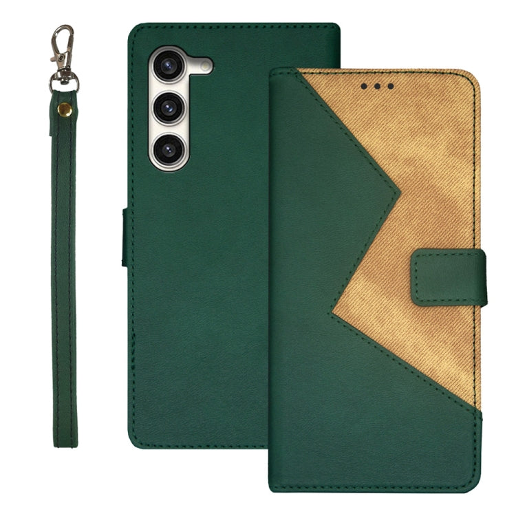 For Samsung Galaxy S24+ 5G idewei Two-color Splicing Leather Phone Case(Green) - Galaxy S24+ 5G Cases by idewei | Online Shopping South Africa | PMC Jewellery | Buy Now Pay Later Mobicred