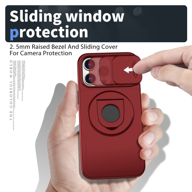 For iPhone 15 Pro Camshield MagSafe Ring Holder Armor Phone Case(Red) - More iPhone Cases by PMC TechLife | Online Shopping South Africa | PMC TechLife