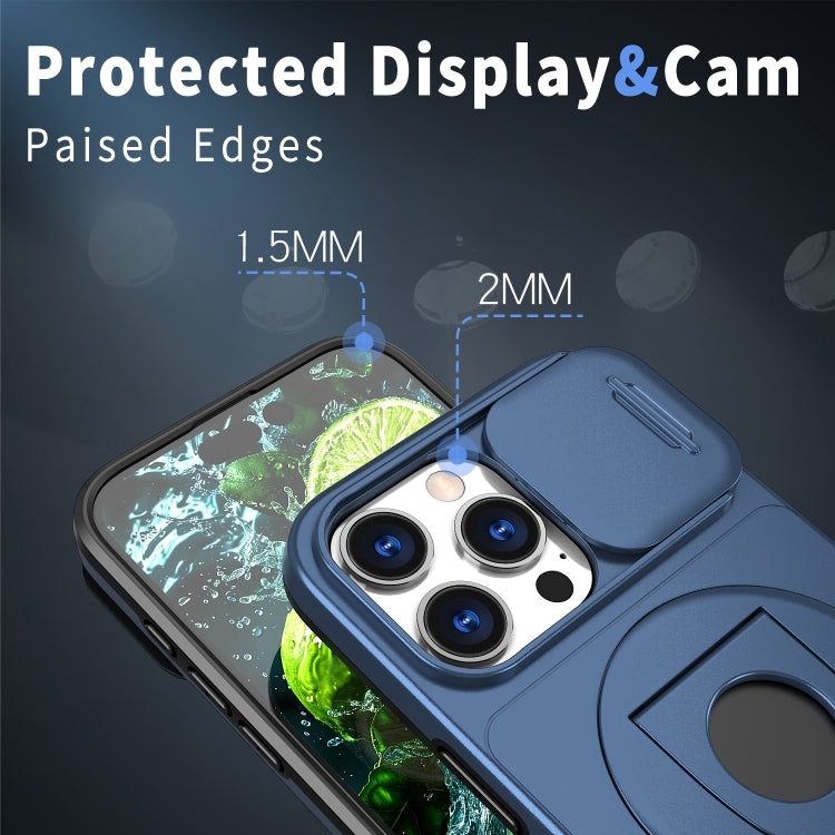 For iPhone 16 Pro Camshield MagSafe Ring Holder Armor Phone Case(Blue) - iPhone 16 Pro Cases by PMC Jewellery | Online Shopping South Africa | PMC Jewellery | Buy Now Pay Later Mobicred