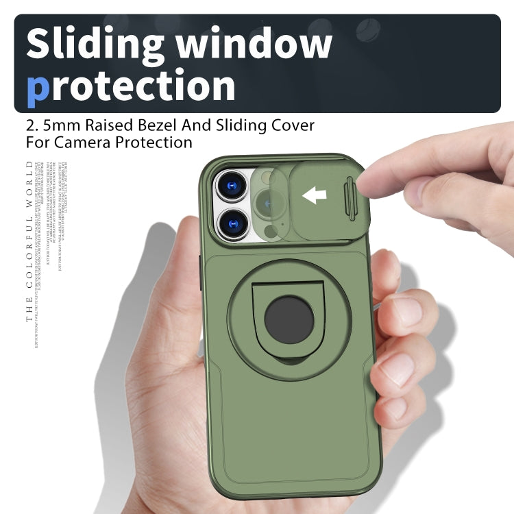 For iPhone 16 Pro Camshield MagSafe Ring Holder Armor Phone Case(Olive Green) - iPhone 16 Pro Cases by PMC Jewellery | Online Shopping South Africa | PMC Jewellery | Buy Now Pay Later Mobicred