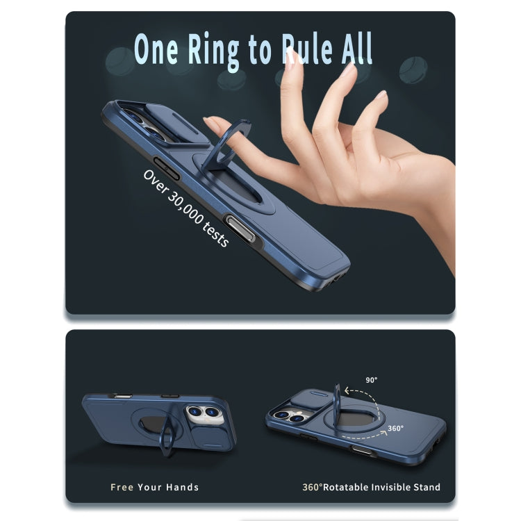 For iPhone 16 Plus Camshield MagSafe Ring Holder Armor Phone Case(Blue) - iPhone 16 Plus Cases by PMC TechLife | Online Shopping South Africa | PMC TechLife | Buy Now Pay Later Mobicred