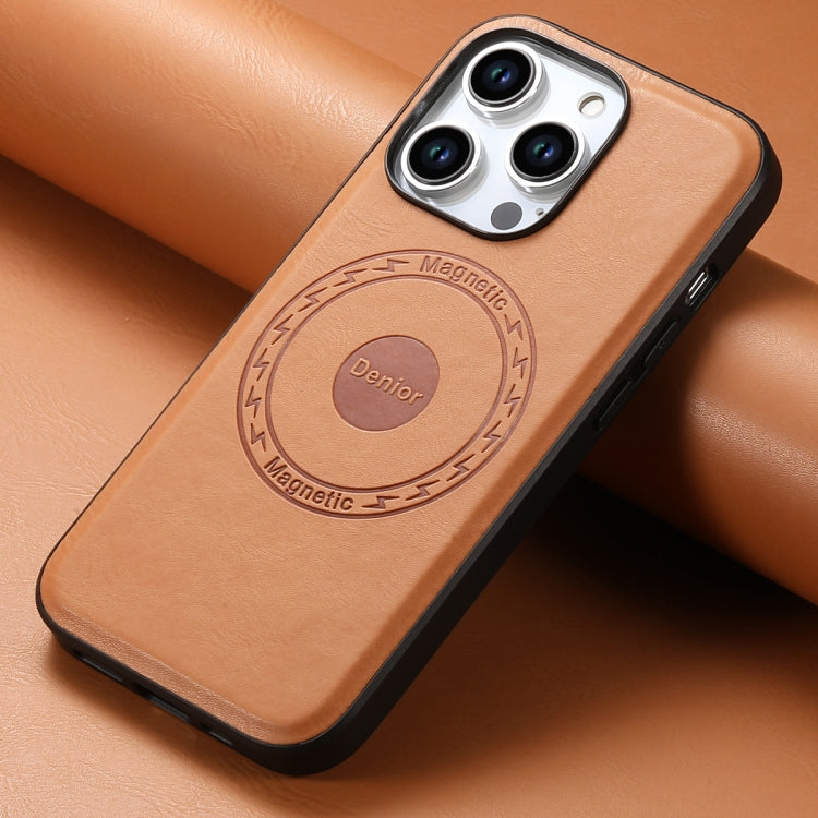 For iPhone 13 Pro Denior Cowhide Texture Leather MagSafe Phone Case(Khaki) - free shipping - PMC TechLife - Order now!