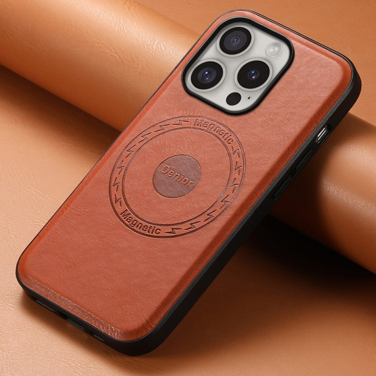 For iPhone 16 Pro Max Denior Cowhide Texture Leather MagSafe Phone Case(Brown) - iPhone 16 Pro Max Cases by Denior | Online Shopping South Africa | PMC Jewellery | Buy Now Pay Later Mobicred