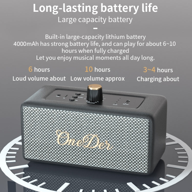 Oneder D3 Retro Leather Casing 30W Dual Units Wireless Bluetooth Speaker(Black) - Desktop Speaker by OneDer | Online Shopping South Africa | PMC Jewellery | Buy Now Pay Later Mobicred