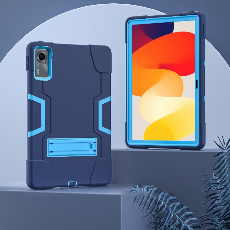 For Xiaomi Redmi Pad SE 11 2023 Contrast Color Silicone Hybrid PC Tablet Case with Holder(Navy Blue Blue) - More Tablet Cases by PMC Jewellery | Online Shopping South Africa | PMC Jewellery | Buy Now Pay Later Mobicred