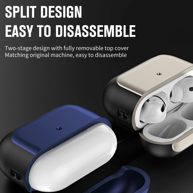 For AirPods Pro 2 Electroplated Leather Texture Wireless Earphones Protective Case(Silver) - For AirPods Pro 2 by PMC Jewellery | Online Shopping South Africa | PMC Jewellery | Buy Now Pay Later Mobicred
