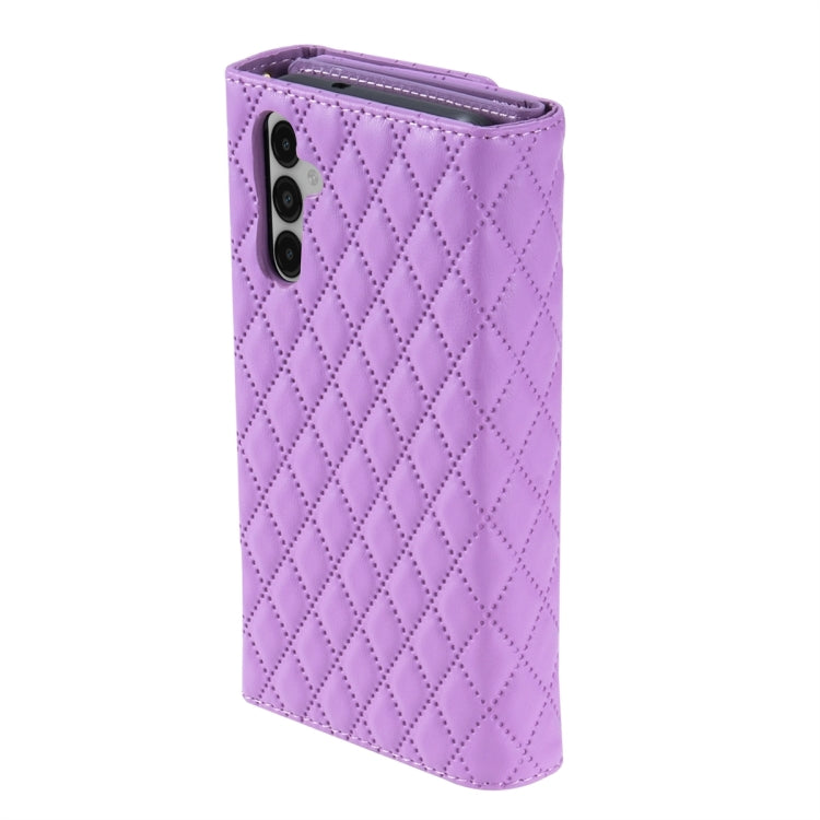 For Samsung Galaxy S24 5G Zipper Multi-Card Wallet Rhombic Leather Phone Case(Purple) - Galaxy S24 5G Cases by PMC Jewellery | Online Shopping South Africa | PMC Jewellery | Buy Now Pay Later Mobicred