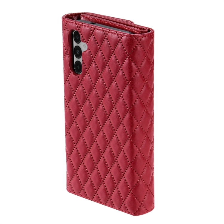 For Samsung Galaxy S24 5G Zipper Multi-Card Wallet Rhombic Leather Phone Case(Red) - Galaxy S24 5G Cases by PMC Jewellery | Online Shopping South Africa | PMC Jewellery | Buy Now Pay Later Mobicred