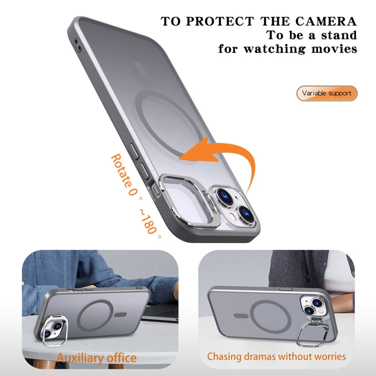 For iPhone 15 Metal Invisible Camera Holder MagSafe Magnetic Phone Case(Grey) - iPhone 15 Cases by PMC TechLife | Online Shopping South Africa | PMC TechLife