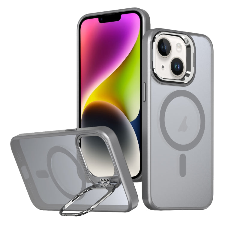 For iPhone 14 Metal Invisible Camera Holder MagSafe Magnetic Phone Case(Grey) - iPhone 14 Cases by PMC Jewellery | Online Shopping South Africa | PMC Jewellery