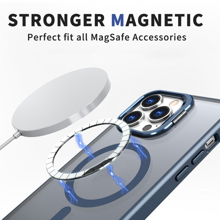 For iPhone 13 Pro Max Metal Invisible Camera Holder MagSafe Magnetic Phone Case(Blue) - iPhone 13 Pro Max Cases by PMC Jewellery | Online Shopping South Africa | PMC Jewellery